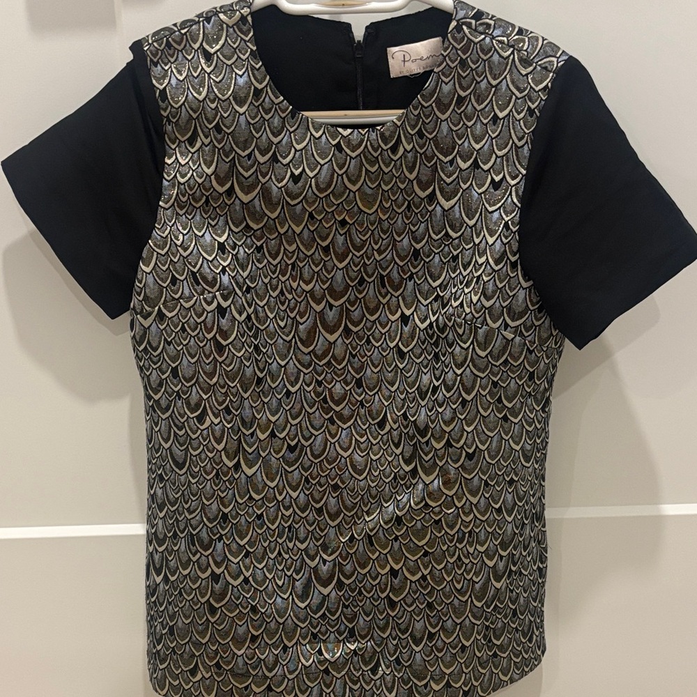 Patterned Black and Gold Women's Top